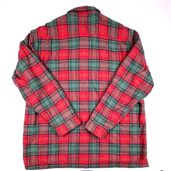 VTG LL Bean Traditional Fit Plaid Flannel Lined Shirt Jacket Red Green Mens L‎ - Picture 3 of 8